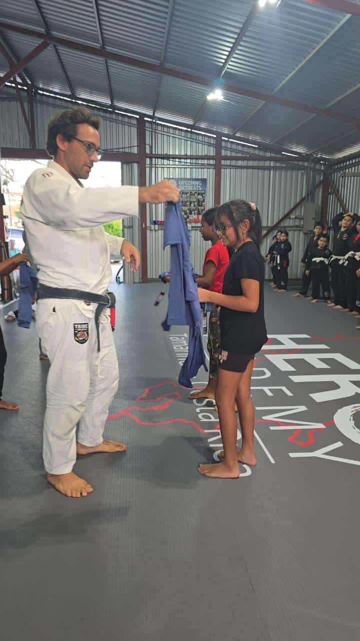 Hero Kids instructor Nacho with youth students at Hero Academy in Tamarindo, Costa Rica